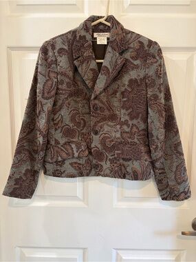 Roth LECover California Women's Paisley Jacquard Blazer in Brown & Gray